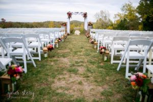 chic barn wedding ceremony aisle decor