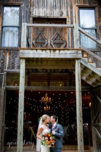 chic barn wedding bride and groom