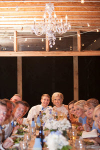 wedding party at barn wedding reception