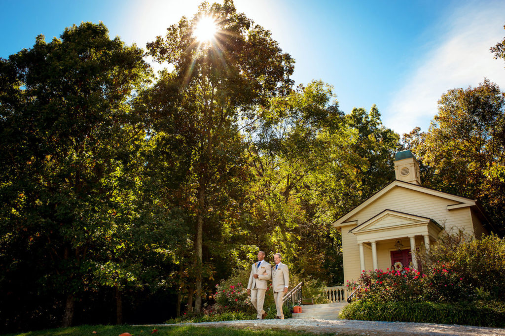 same sex outdoor wedding fall wedding